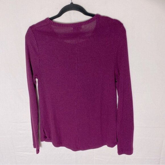Old Navy Burgundy Winter Wine Plush Ribbed Long Sleeve Crew Neck Tee L - Picture 2 of 15